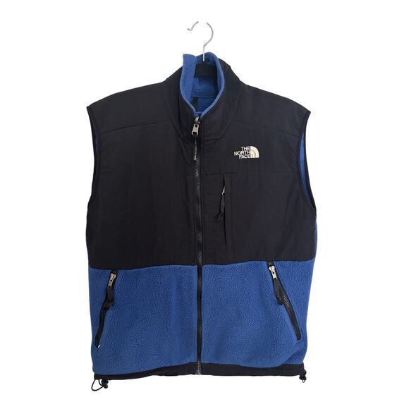 The North Face Denali Vest Womens Medium Black Blue Polar Fleece VTG Polartec - Picture 1 of 6